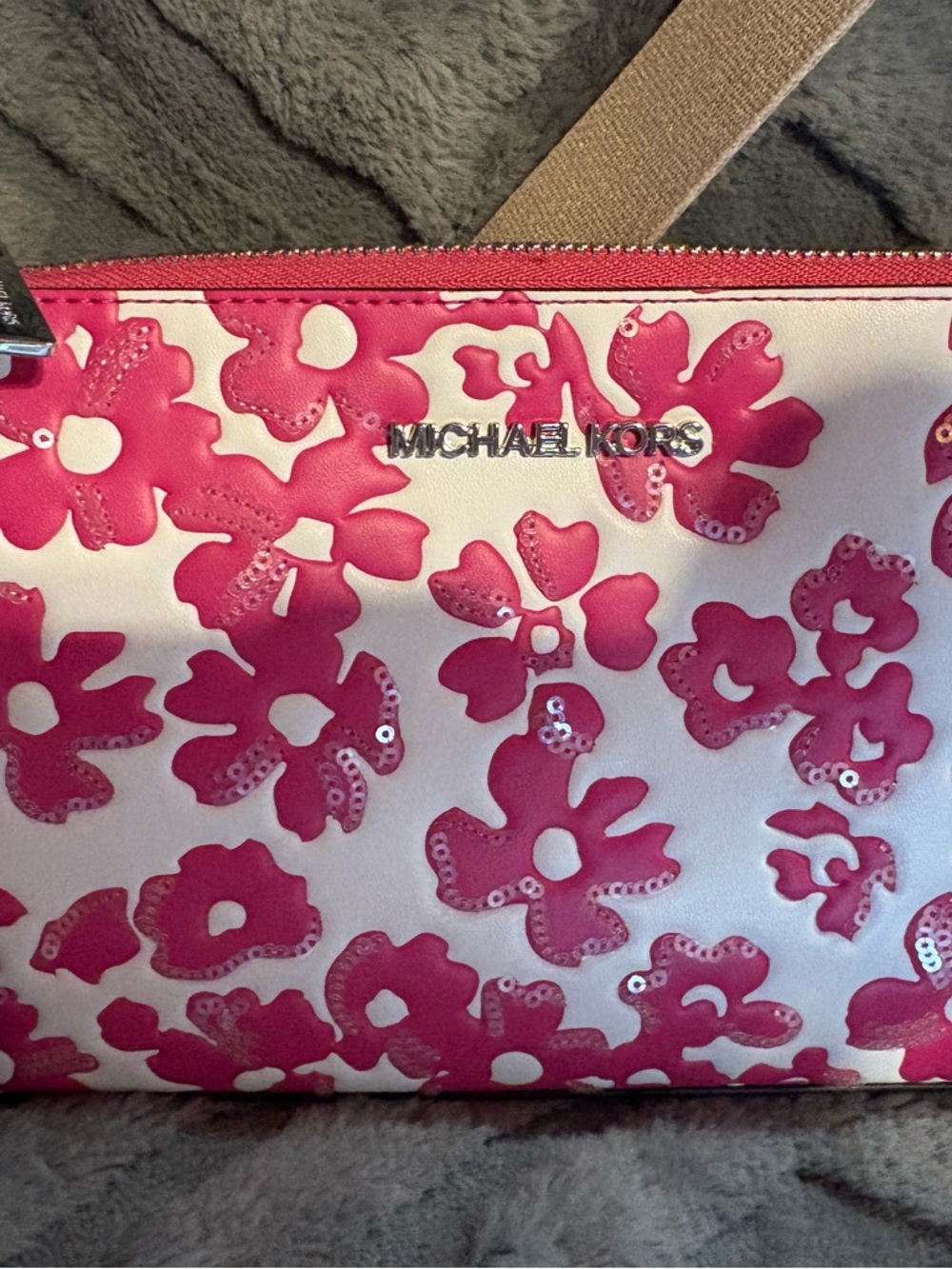 Michael Kors White and Hot Pink Floral Crossbody with Coin Pouch - Picture 3 of 9